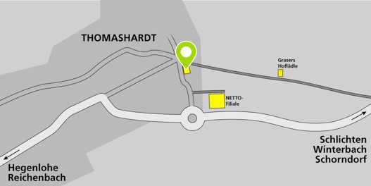 Anfahrtsskizze zur Praxis in Lichtenwald-Thomashardt